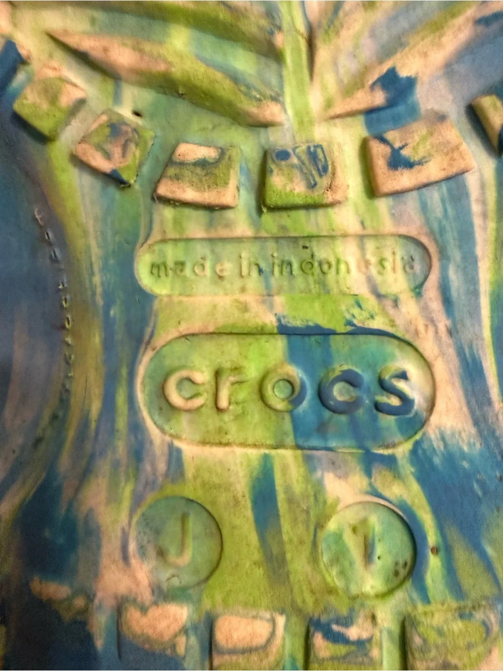 CROCS Kids Tie-Dye Clogs in Blue & Green, Casual, Comfortable, Easy Clean, Jr 1